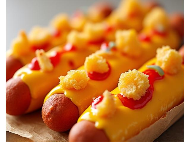 Korean corn dogs with crispy batter and various toppings