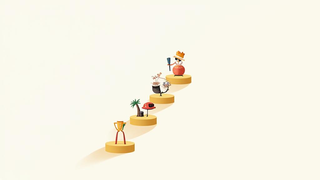 A visual representation of a culinary learning path, showing progression from basic ingredients to complex dishes, with icons for different skill levels.